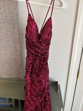 Nookie Magenta Sequin Prom Dress